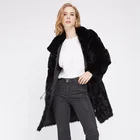 New Black Rex Rabbit and Lamb Fur Coat for Women
