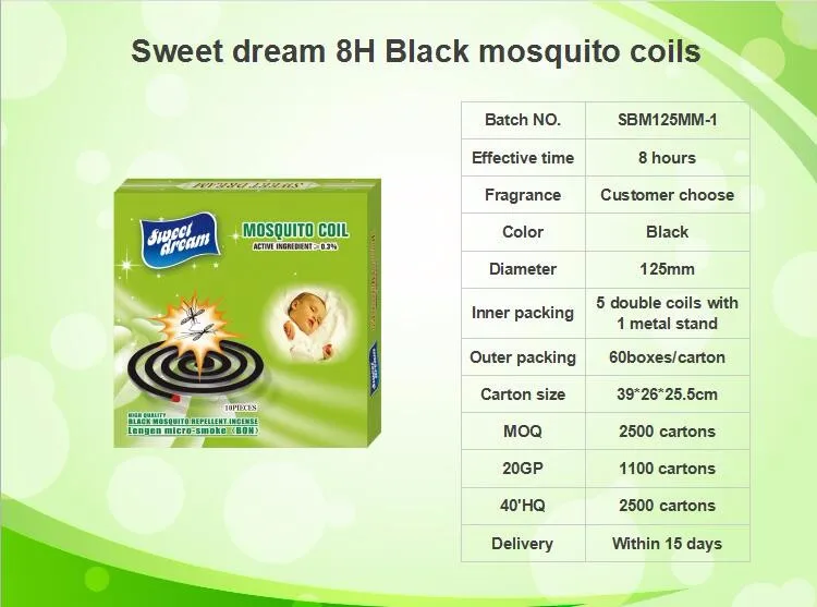Sweet Dream 125mm Black Mosquito Coils Specification(Green)