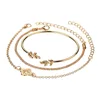 Fashionable Silver Gold Plated Bracelet Bangle Set 3pcs Hollow Flower Charm Leaf Cuff Bangle Set