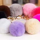 Fashion luxury bunny patten fur car accessory real rex rabbit fur keychains