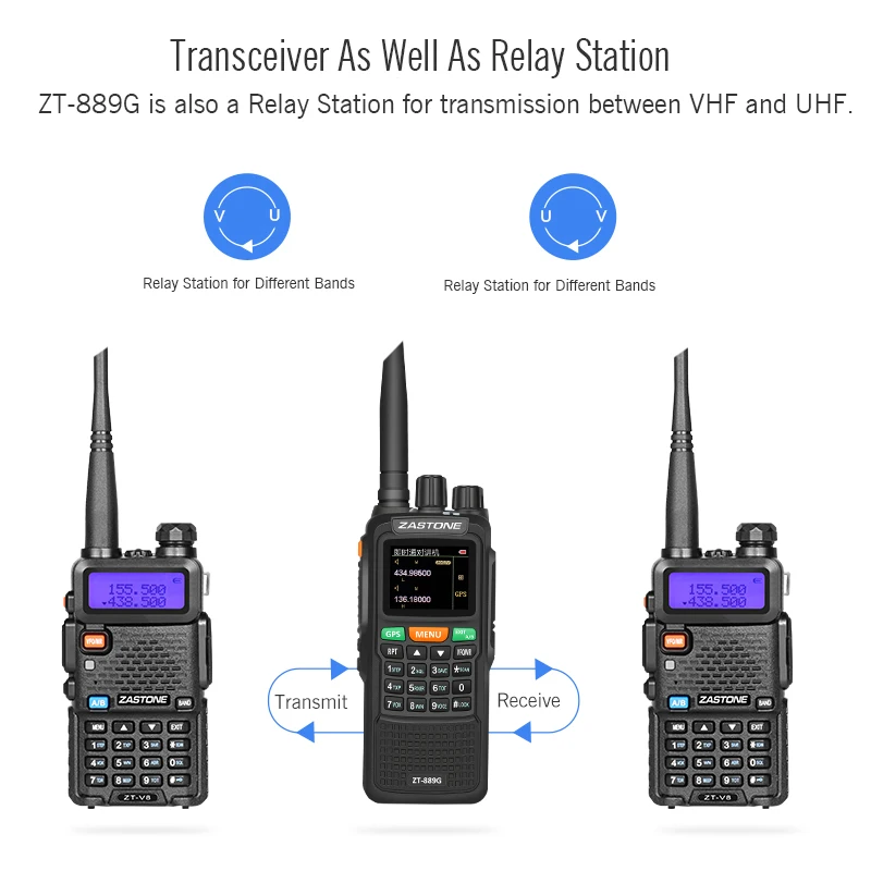 Dual band Zastone ZT-889G two way radio GPS walkie tlakie 10w transceiver