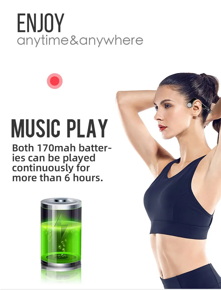 Wireless Headphone Transmitter Receiver Bone Conduction headphone Transducer Headset With Microphone - ANKUX.COM
