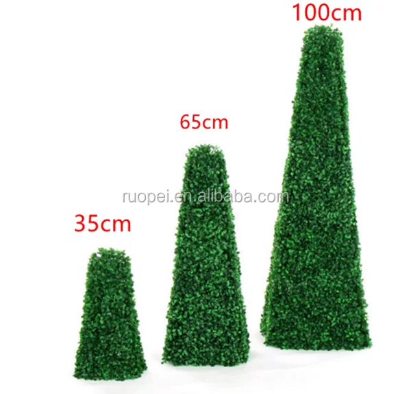 3ft height artificial pyramid cones tree with wooden box stands