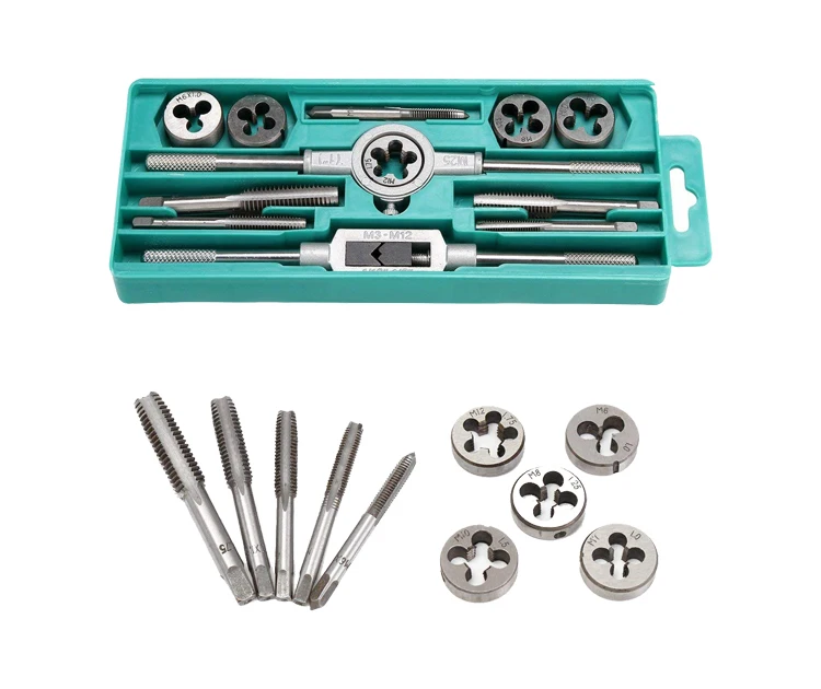 12Pcs Alloy Steel Fully Ground Gunsmithing Tap and Die Set for Steel Aluminium Copper Thread Cutting