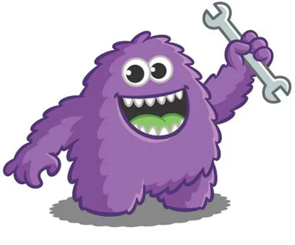 giant inflatable purple monster mascot with wrench