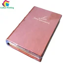 brown PU leather round back gold foil stamped hardcover book book printing