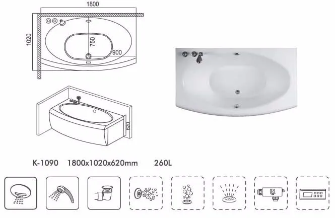 New white acrylic bathtub cheap simple bathtub