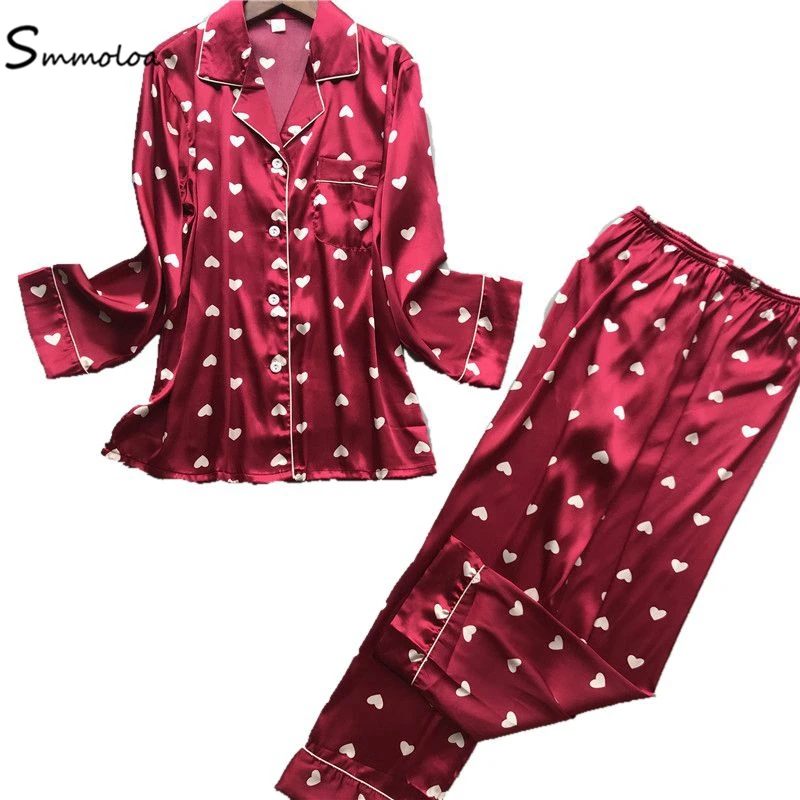 Smmoloa Spring Printing Pattern Women Pajamas Satin Sleepwear Long Sleeve Two Piece Sets, Green;red;blue
Smmoloa Spring Printing Pattern Women Pajamas Satin Sleepwear Long Sleeve Two Piece Sets, Green;red;blue
