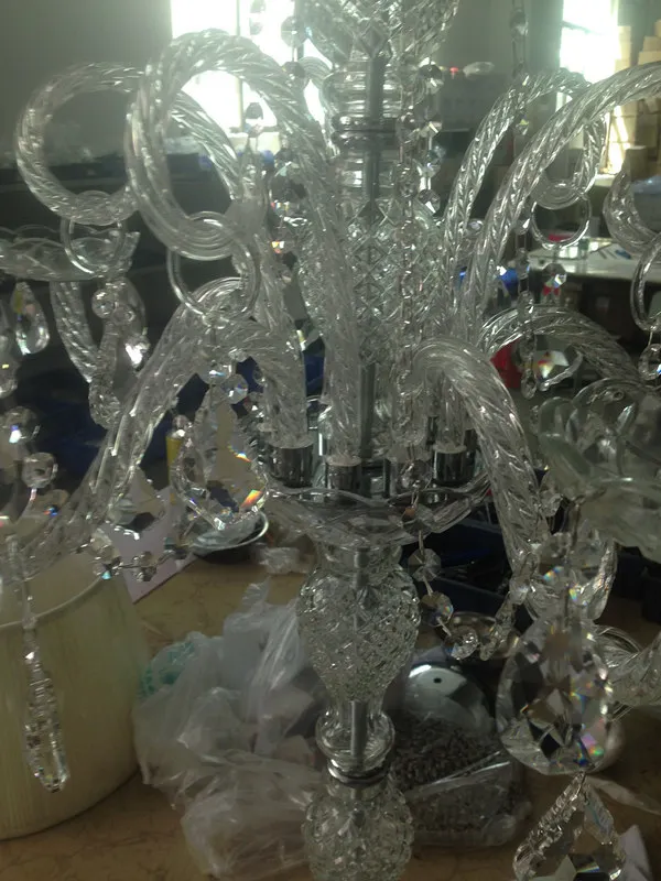 Number TD29 plastic candelabra crystal wedding clear table lamp for