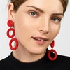 Kaimei women luxury handmade jewelry bohemia fashion red seed beads hand-woven circle round dangle beaded boho earrings women