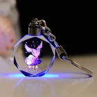 trade assurance custom 3D laser engraved logo Led Crystal Key ring