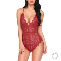 

Nightwear Breathable Lace V-Neck Mature Women Babydoll Sexy Costumes Erotic Lingerie Transparent