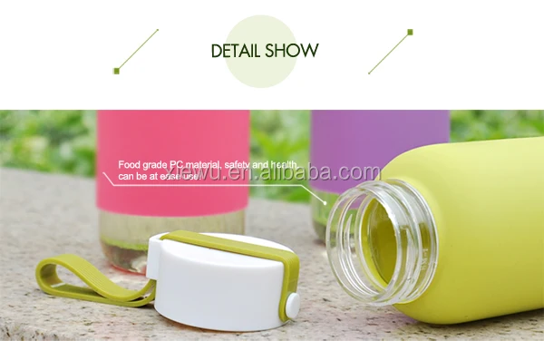 400ml HOT Plastic Sport Water Bottle With Silicone Sleeve