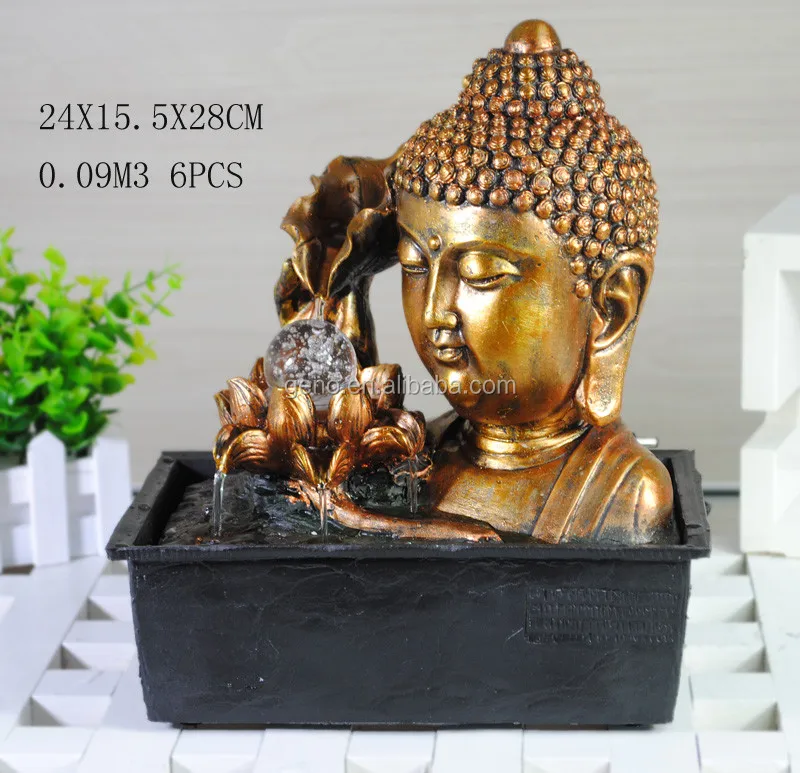 artificial waterfall resin buddha water fountain for indoor