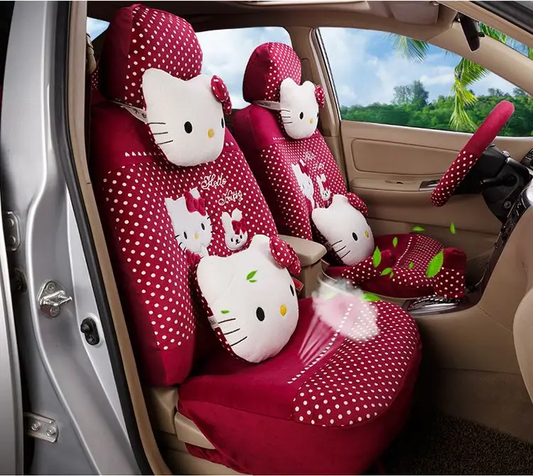 Hello Kitty Car Seat Covers 1 Pair Front Driver and Passenger Pink Leopard  Print Sanrio Inspired by You.