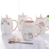 Cute Pink Unicorn Mug With Lid With Spoon For Children's Day Gift Craft For Baby Gift