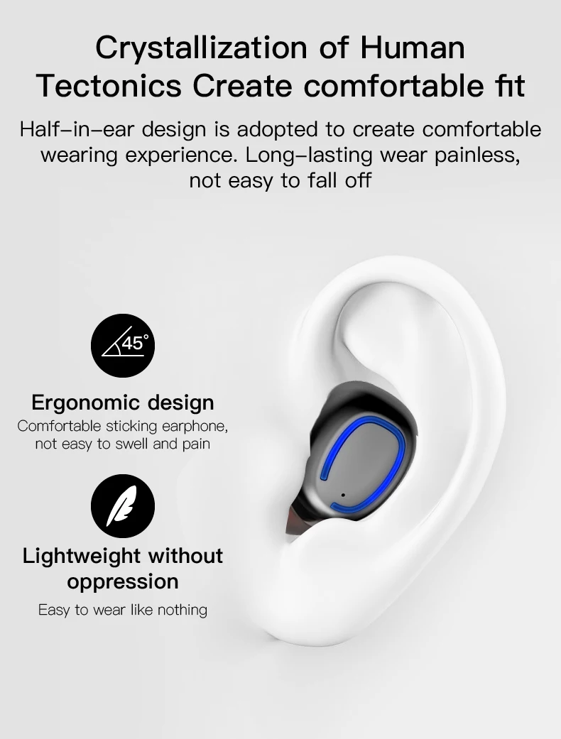 Bluetooth Earphone Mini Stereo Headset In Ear Earbuds Headphone with Microphone Wireless Headst - ANKUX.COM