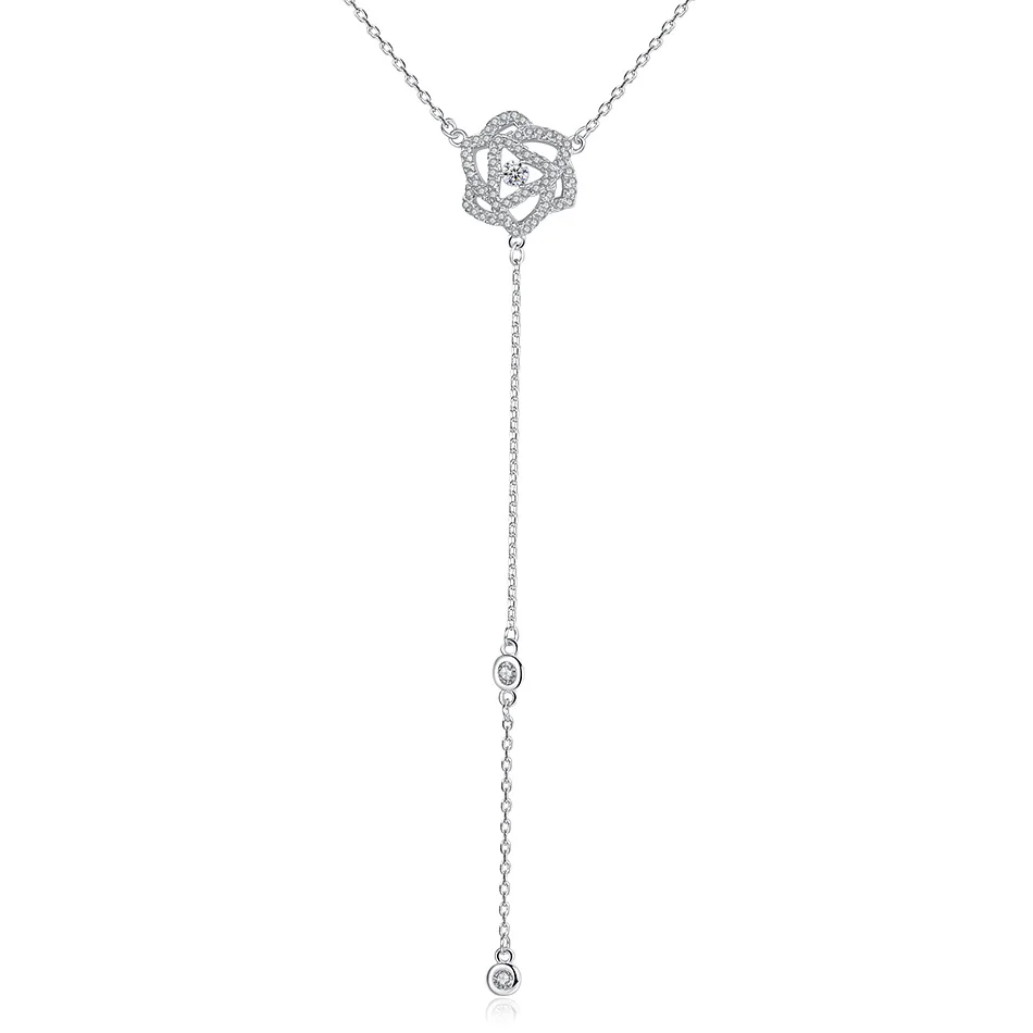 High Quality 925 Sterling Silver Long Chain Necklace Flower Pendant Necklace for Women Fashion Jewelry Christmas Gift
High Quality 925 Sterling Silver Long Chain Necklace Flower Pendant Necklace for Women Fashion Jewelry Christmas Gift