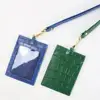 Wholesale New fashion Crocodile Texture bus Badge Pass Lanyard Card Wallet Leather ID Card Holder Neck