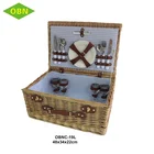 High quality custom portable empty picnic hamper cheap handmade willow wicker picnic basket set for 4 - 6 persons