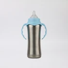 BPA Free Wholesale 230ml stainless steel thermos baby feeding milk water bottle with silicon nipple