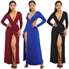 Wholesale 2019 Amazon Hot Sale Maxi Ultra Low Chest Back Sexy Slim Evening Dress