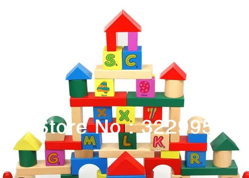 Free shipping children's educational blocks 100 pcs wooden wood Letter & Digital building blocks sets kid gift h100
