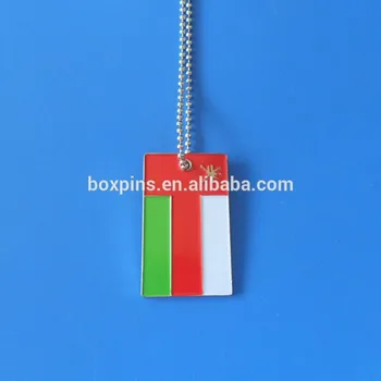 day promotional gift flag dog tag with ball chain (box-metal dog