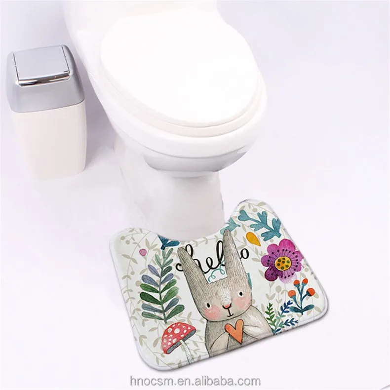 2 pcs/set Cartoon Rabbit Bathroom Carpet Set Comfortable Mat Toilet For Decor Cheap Bathroom Rugs Floor Mats For Decorate Toilet
