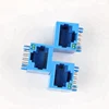 Blue color Top level PCB network LED 10P Vertical RJ45 Modular PCB Jack without Shield