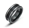 Stainless Steel Track Pattern 9mm Mens Wedding Band Ring, New Design Black Track Pattern Ring