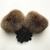Wholesale New Trend Winter Elegant Warm Real Fox Fur Gloves Female Genuine Sheep Leather Soft Ladies Wrist Gloves