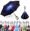 New design Hands Free Reverse Umbrella Inverted Waterproof Pongee Fabric Car Umbrella