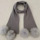 With Pom Winter Scarf Fashion Customized Warm Winter Scarf With Raccoon Fur Pom Pom Knit Crochet Scarf
