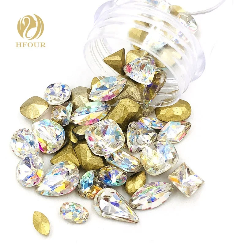 Mixed Shape Pointback Nail Art Rhinestones, Clear white/champagne/flame color/cool white/purple blue light
Mixed Shape Pointback Nail Art Rhinestones, Clear white/champagne/flame color/cool white/purple blue light