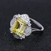 3.5 Carat Yellow Emerald Emulation Diamond 925 Silver Jewelry for Female Cubic Zirconia Lady's Engagement Rings