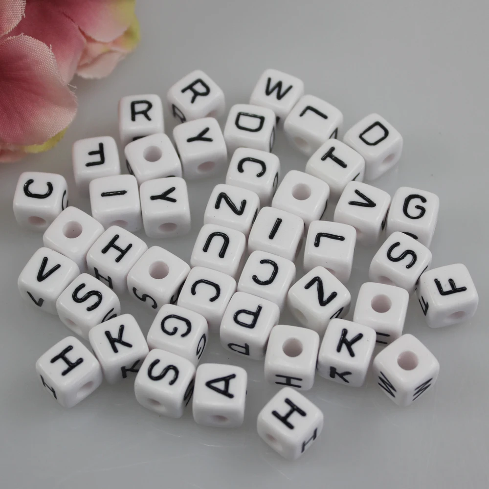 Hot Sale 10mm Cube White Mixed Letters Acrylic Alphabet Beads, White background,black letters
Hot Sale 10mm Cube White Mixed Letters Acrylic Alphabet Beads, White background,black letters