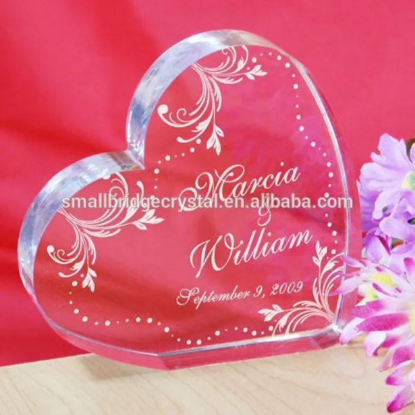 product 2d engraving  heart shape crystal wedding souvenirs clock-30