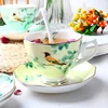 Yellow color with little bird design bone china floral teacup saucer / Floral Tea Cups / Ceramic Tea Set