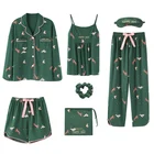 7-piece sets cartoon green cotton pajamas women's sleepwear clothing manufacturers plus size women clothing