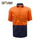 AS/NZS wholesale 100% cotton fabric safety industry man's working two tone reflective shirts