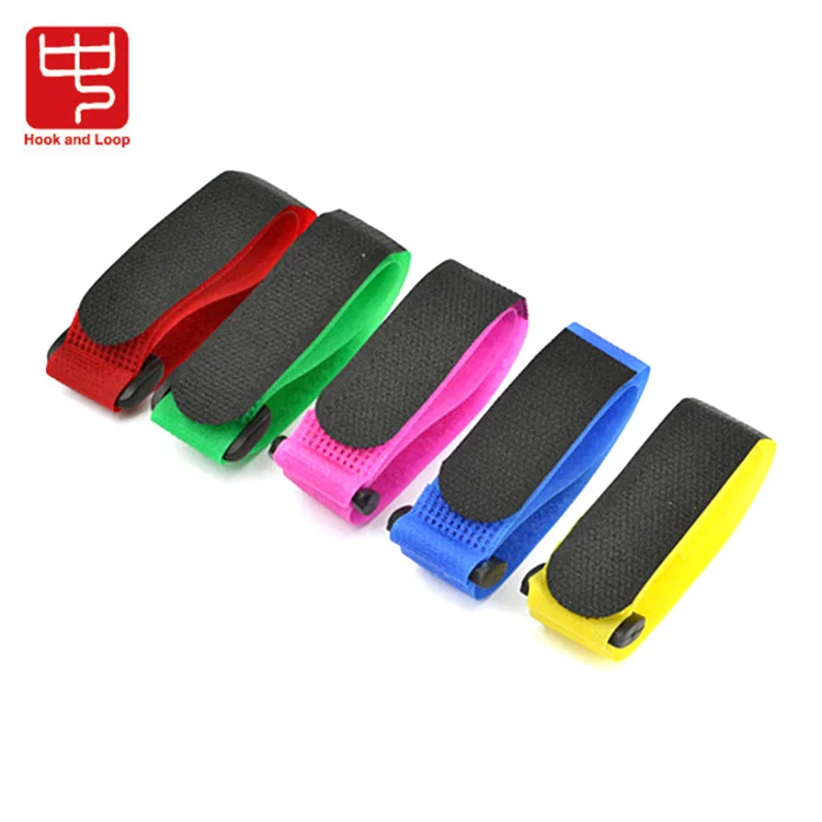 Customize colorful binding hook and loop strap/hook and loop band with buckle