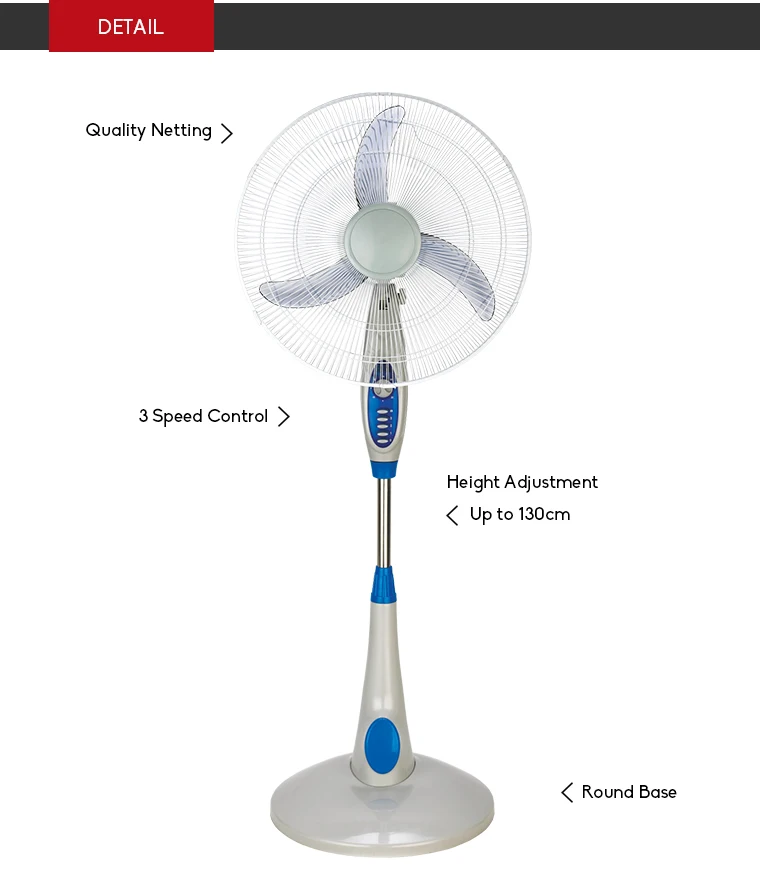 16 Inch Elegant Stand Fan Parts Air Cooling Stand Fan Price Remote