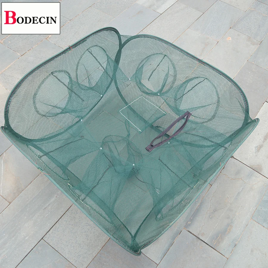 Sale 9 Inlets All Fishing Net Folded Fish Shrimp Cages Network Crayfish Fish Crab Trap Catcher Casting Mesh Nets Tank China (2)