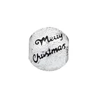 Merry Christmas Matte Round Charms for Jewelry Making 2019 New Black Enamel Beads for Women Bracelets 925 Silver Jewelry