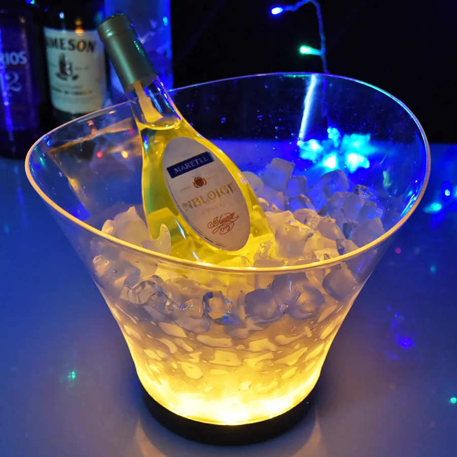 

custom 6L round clear acrylic plastic nightclub hotel bar light up led ice bucket for champagne beer wine, Custom color you want