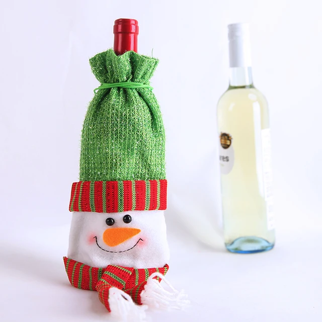 christmas decoration gift toy fabric wine bottles santa claus