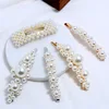Hot Selling Fashion Gold Silver Metal Pearl Snap Hair Pins Clips for Girls