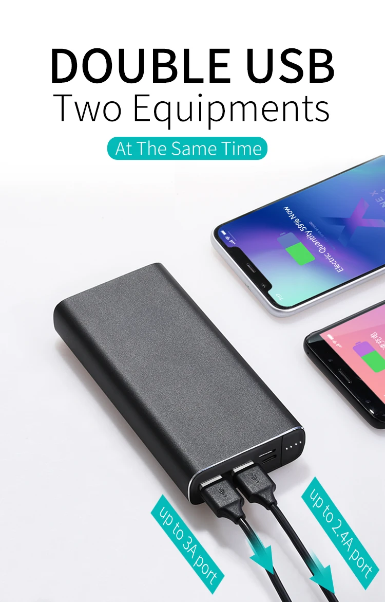 18W PD QC Fast Charging 20000 mah Power Bank Portable Powerbank Battery with Type C Micro USB 2 Input Port - ANKUX.COM