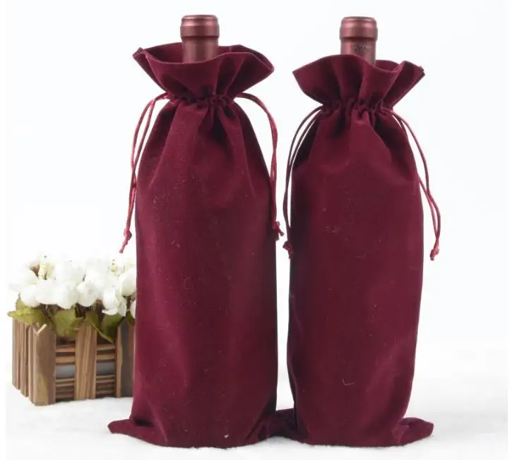 Wholesale Velvet Wine Bottle Covers Flannel Champagne Blind Wine Bottle